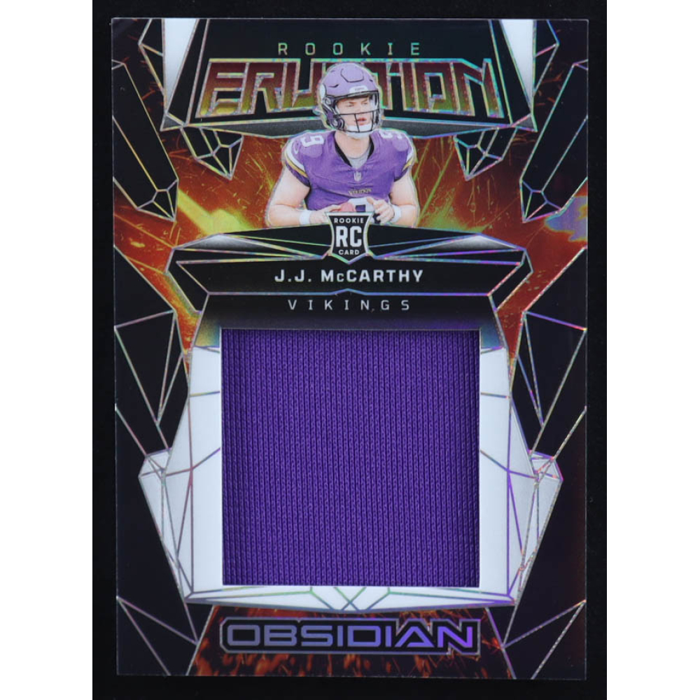 JJ McCarthy 2024 Panini Obsidian Rookie Eruption Materials #16 RC at PristineAuction.com