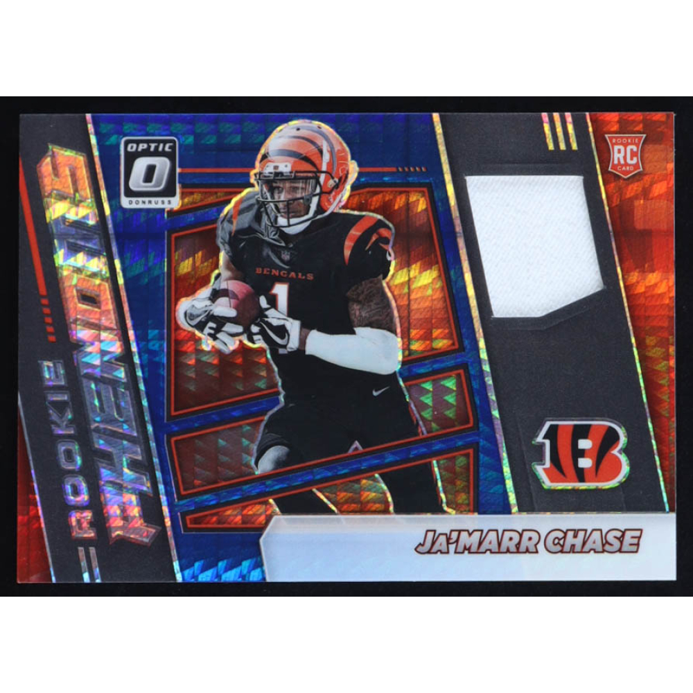 Ja'Marr Chase 2021 Donruss Optic Rookie Phenoms Jerseys Horizontal Blue Hyper #7 RC at PristineAuction.com