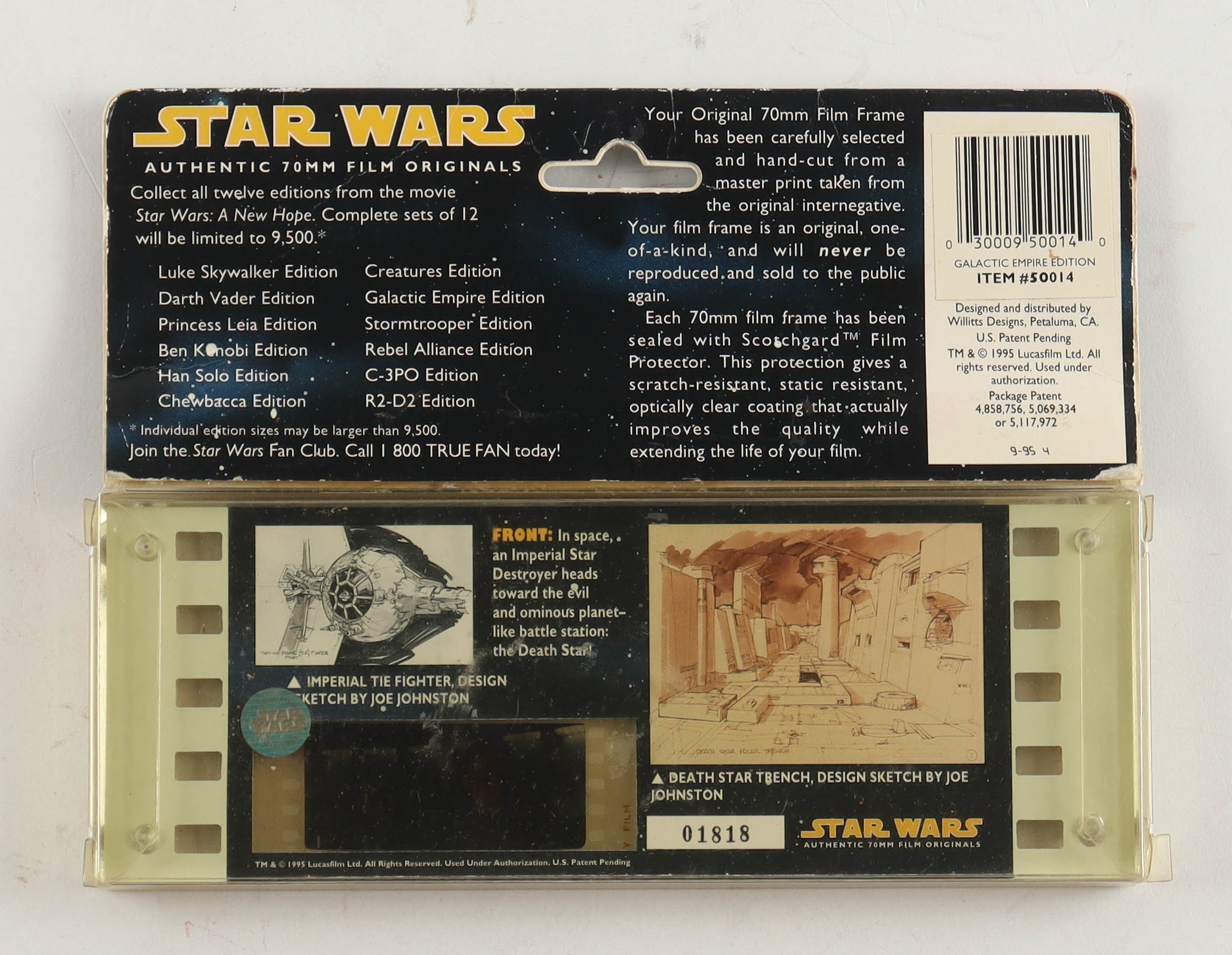 "Star Wars" 1995 Original 70mm Film Cell In Original Sealed Package at PristineAuction.com "Star Wars" 1995 Original 70mm Film Cell In Original Sealed Package at PristineAuction.com