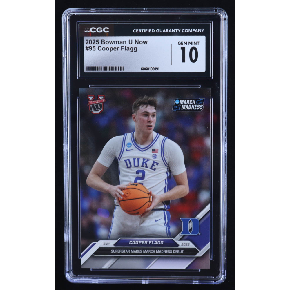 Cooper Flagg 2025 Bowman University Now #95 RC (CGC 10) at PristineAuction.com