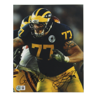 Jake Long Signed Michigan Wolverines 8x10 Photo Inscribed "Go Blue!" (Beckett) at PristineAuction.com