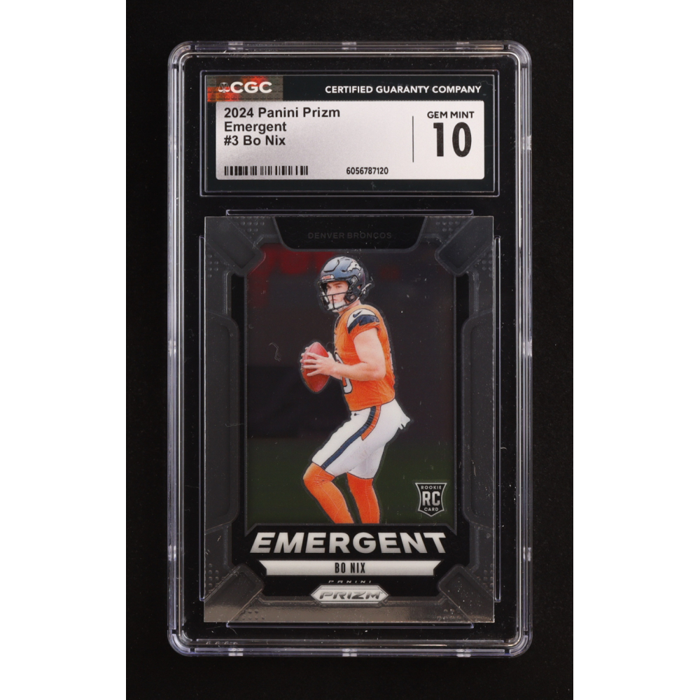Bo Nix 2024 Panini Prizm Emergent #3 RC (CGC 10) at PristineAuction.com