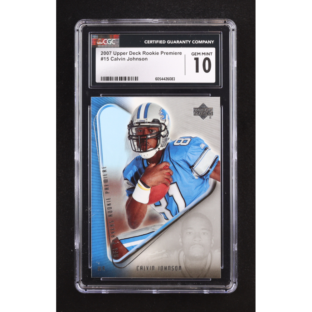 Calvin Johnson 2007 Upper Deck Rookie Premiere #15 RC (CGC 10) at PristineAuction.com