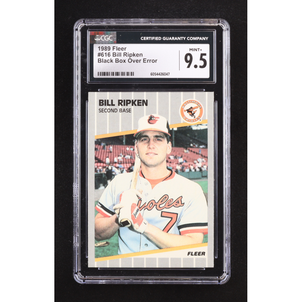 Billy Ripken 1989 Fleer Black Box Covering Bat Knob #616E (CGC 9.5) at PristineAuction.com
