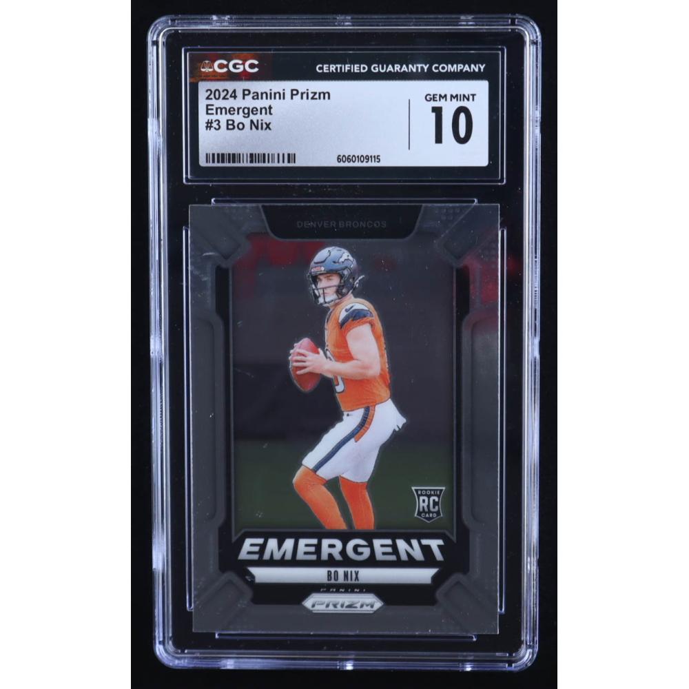 Bo Nix 2024 Panini Prizm Emergent #3 RC (CGC 10) at PristineAuction.com