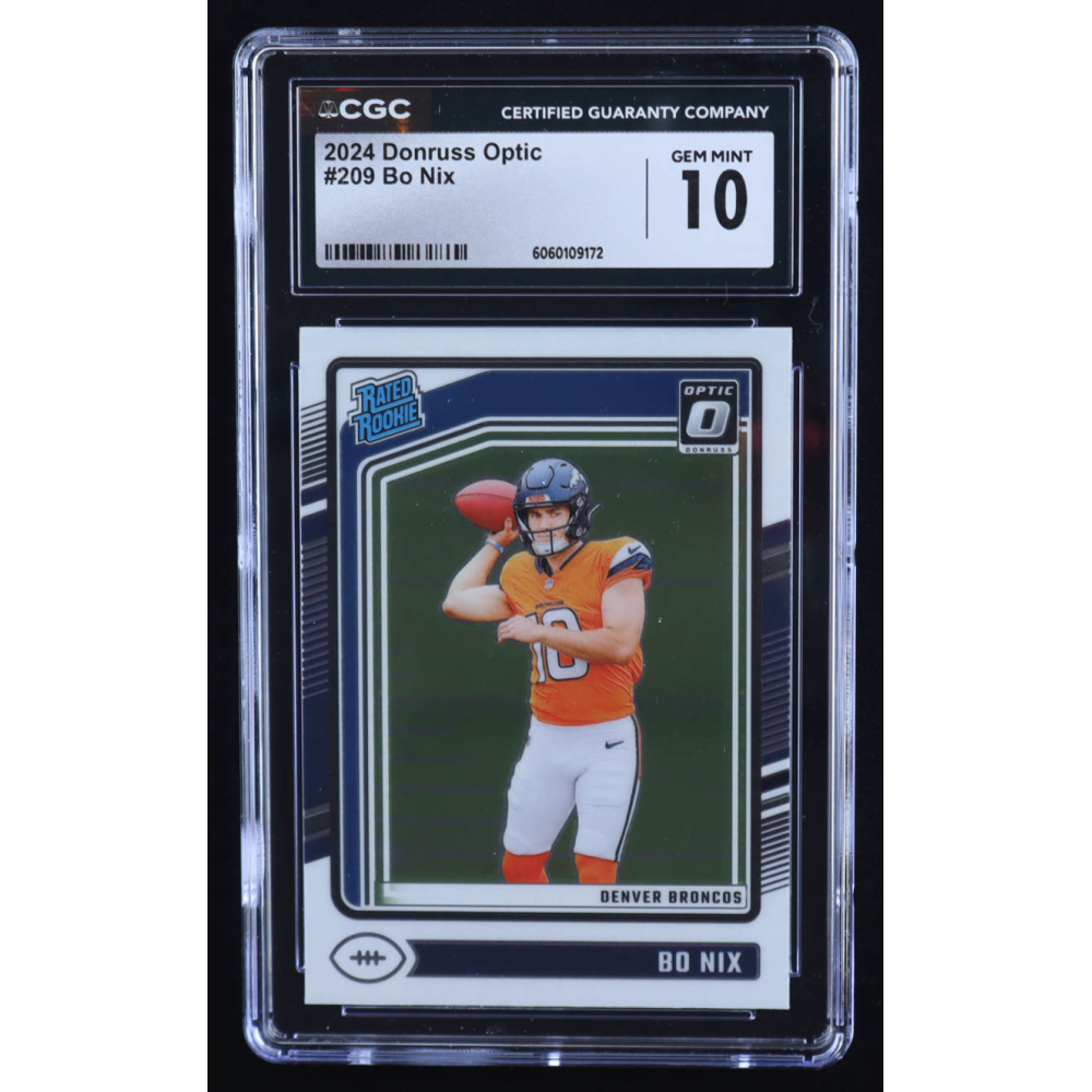 Bo Nix 2024 Donruss Optic #209 RR RC (CGC 10) at PristineAuction.com