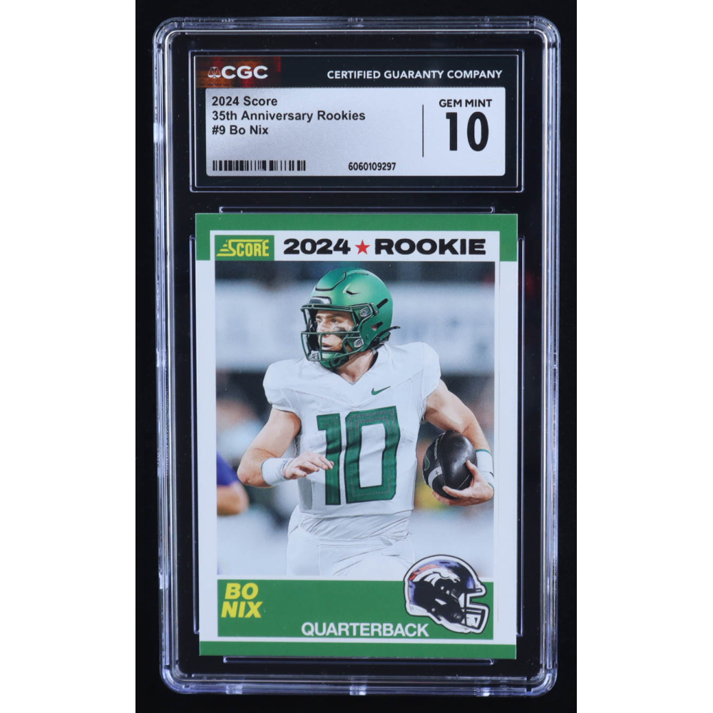 Bo Nix 2024 Score 35th Anniversary Rookie #9 RC (CGC 10) at PristineAuction.com