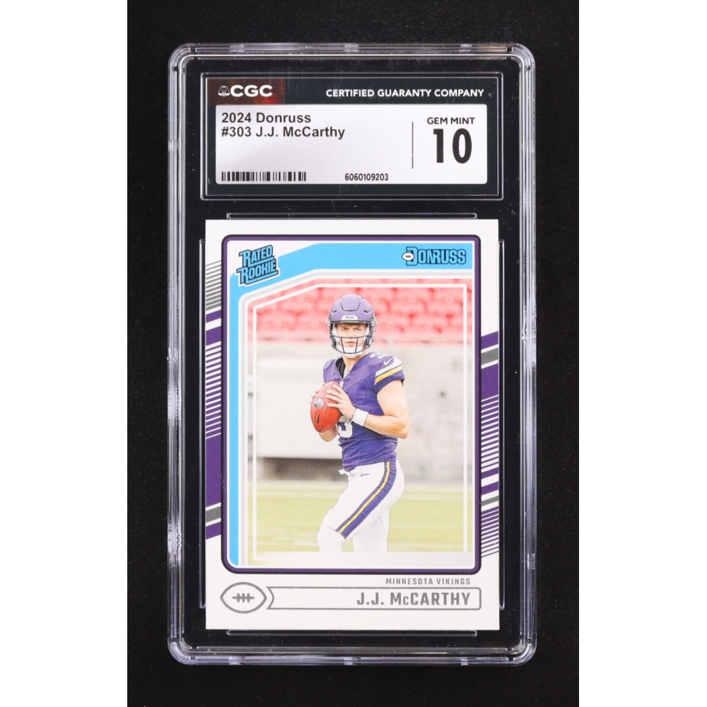JJ McCarthy 2024 Donruss #303 RC (CGC 10) at PristineAuction.com