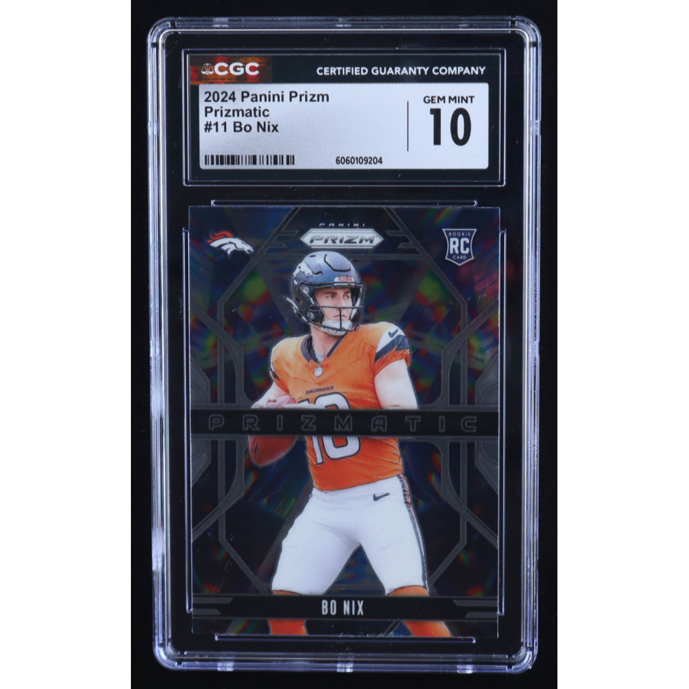Bo Nix 2024 Panini Prizm Prizmatic #11 RC (CGC 10) at PristineAuction.com