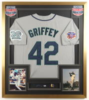 Ken Griffey Jr. Signed Cut Custom Framed Cut Display with Jersey & Golden Glove Emblem (PSA) at PristineAuction.com