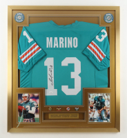 Dan Marino Signed Custom Framed Jersey Display with Stat Plaque & (4) Career Stat Pins (JSA) at PristineAuction.com