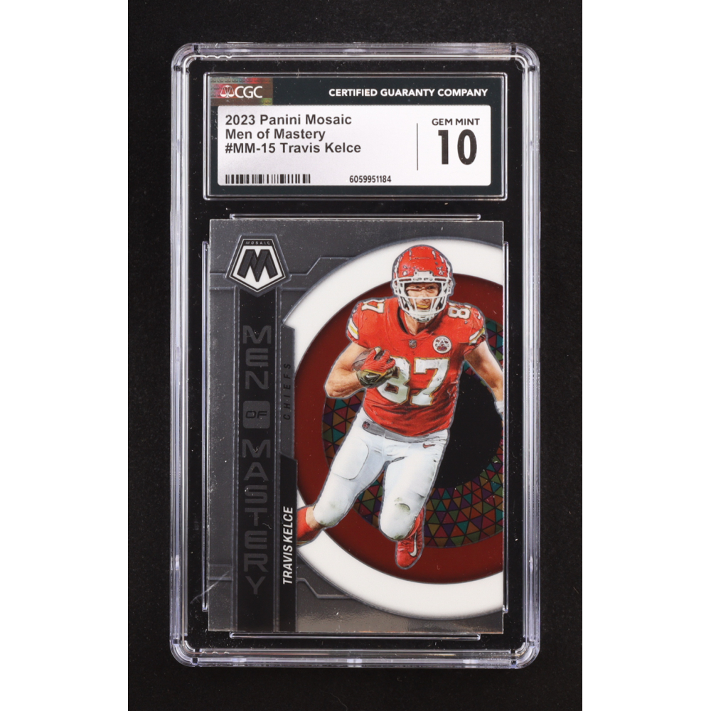 Travis Kelce 2023 Panini Mosaic Men Of Mystery #MM-15 (CGC 10) at PristineAuction.com