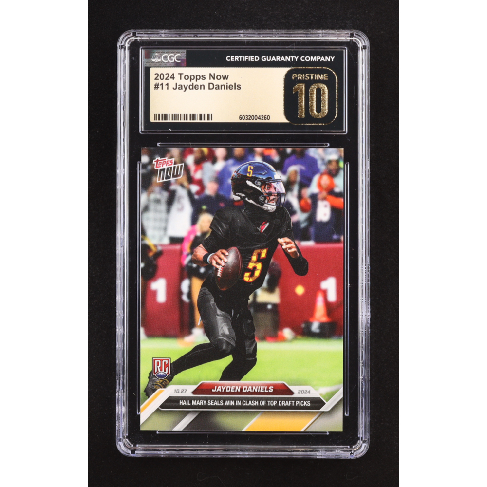 Jayden Daniels 2024 Topps Now #11 RC (CGC 10 | Pristine Black Label) at PristineAuction.com