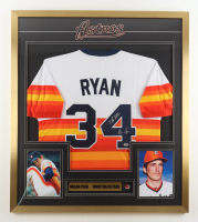 Nolan Ryan Signed Custom Framed Jersey Display with Ryan Express Pin Inscribed "7 No Hitters" (PSA) at PristineAuction.com