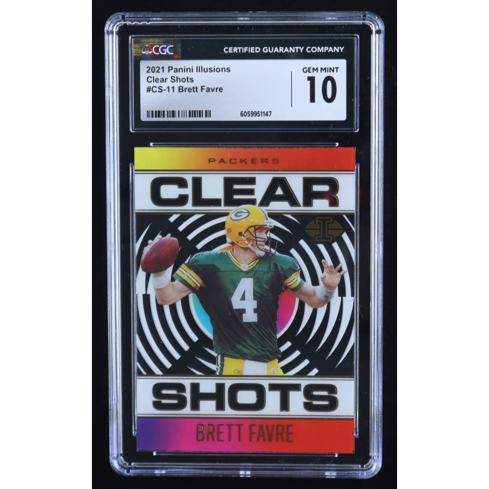 Brett Favre 2021 Panini Illusions Clear Shots #11 (CGC 10) at PristineAuction.com
