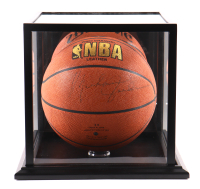Michael Jordan, Julius Erving & Larry Bird Signed NBA Basketball with Display Case (JSA) at PristineAuction.com
