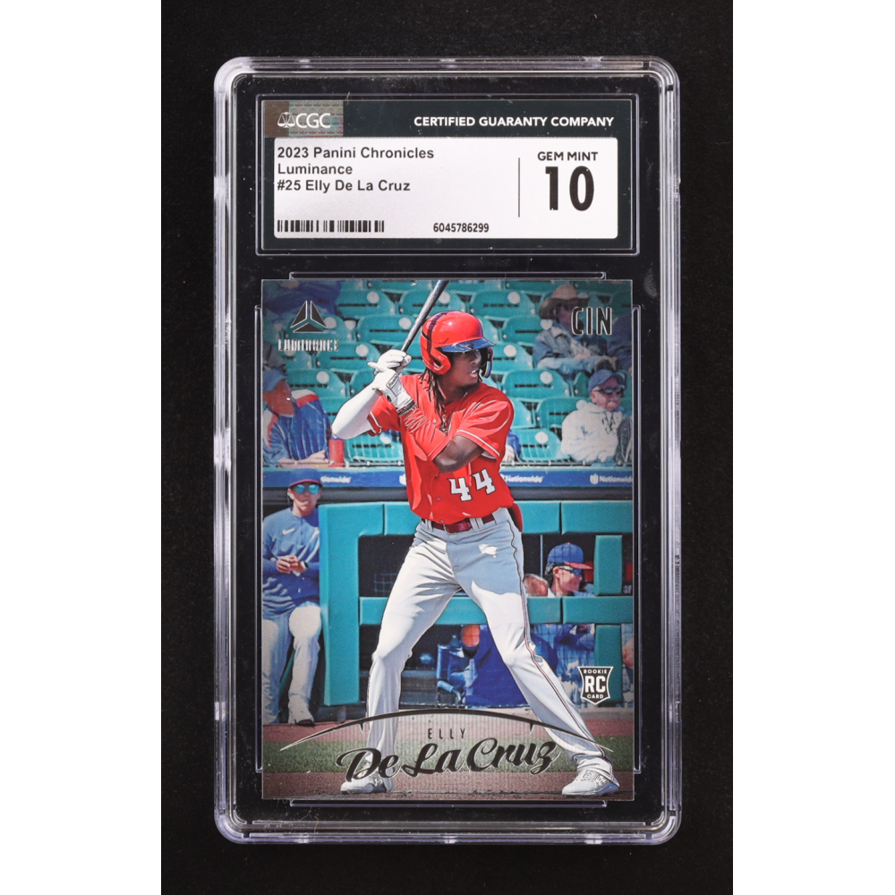 Elly De La Cruz 2023 Panini Chronicles Luminance #25 RC (CGC 10) at PristineAuction.com