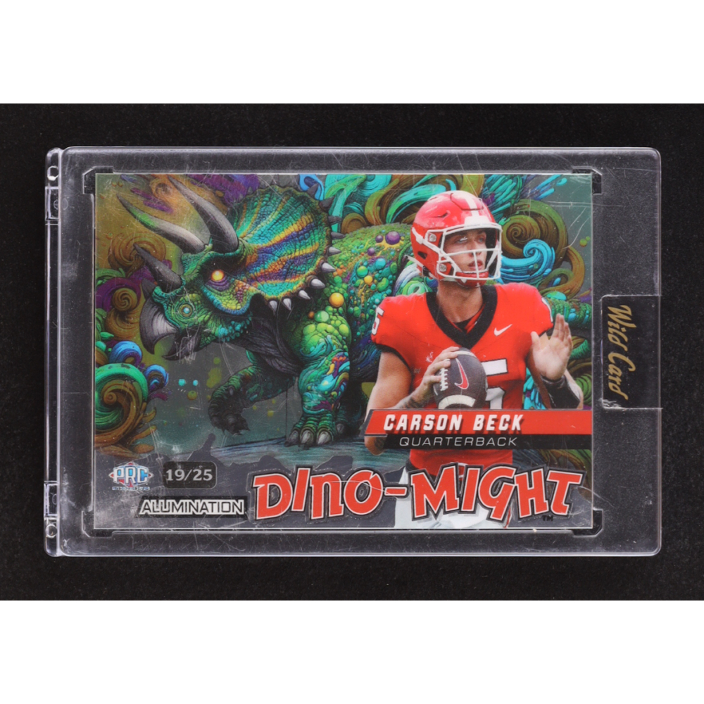Carson Beck 2024 Wild Card Alumination Dino-Might Triceratops Green Silver #DMTRI1-CB #19/25 RC at PristineAuction.com