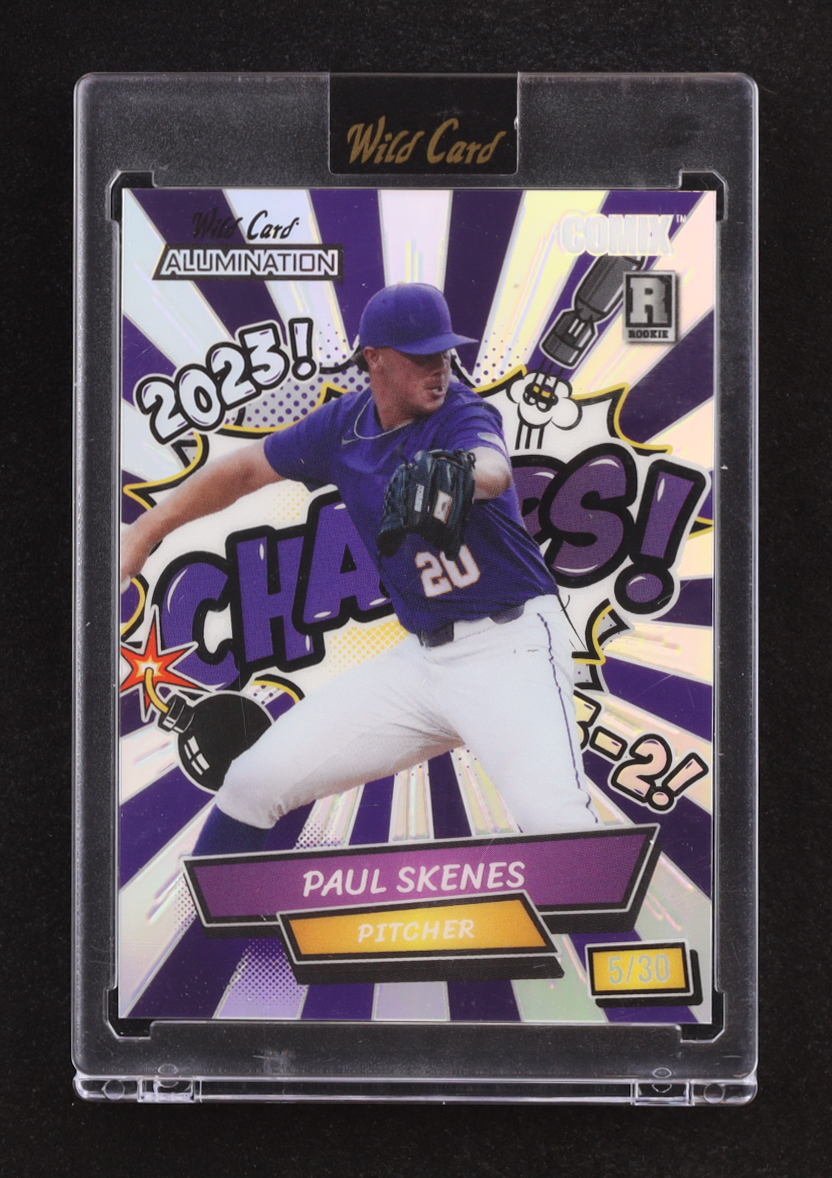 Paul Skenes 2024 Wild Card Alumination Comix CHAMPS! Silver Rainbow Foil #ACWC-PS6 #05/30 RC at PristineAuction.com Paul Skenes 2024 Wild Card Alumination Comix CHAMPS! Silver Rainbow Foil #ACWC-PS6 #05/30 RC at PristineAuction.com