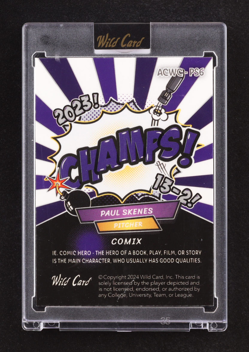 Paul Skenes 2024 Wild Card Alumination Comix CHAMPS! Silver Rainbow Foil #ACWC-PS6 #05/30 RC at PristineAuction.com Paul Skenes 2024 Wild Card Alumination Comix CHAMPS! Silver Rainbow Foil #ACWC-PS6 #05/30 RC at PristineAuction.com