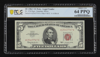 1963 United States of America $5 Five Dollar Note (PCGS 64 PPQ) at PristineAuction.com