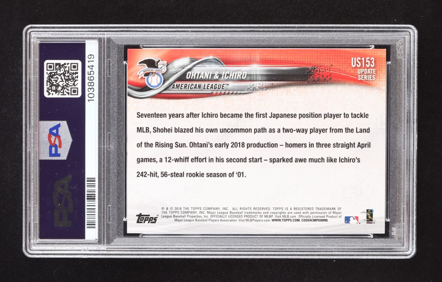 その他 2018 topps update 153 Shohei Ohtani / Ichiro Suzuki 2018 Topps Update #US153 RC