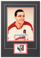 Bernie "Boom Boom" Geoffrion Signed Canadiens Custom Matted Photo Display (PSA) at PristineAuction.com