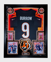 Joe Burrow Signed Bengals Custom Framed LED Backlit Nike Jersey Display & (2) PSA 10 Graded Rookie Cards (Fanatics) at PristineAuction.com