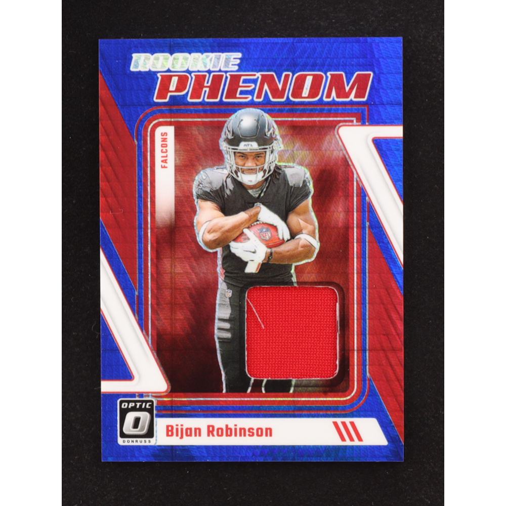 Bijan Robinson 2023 Donruss Optic Rookie Phenoms Jerseys Blue Hyper #3 RC at PristineAuction.com