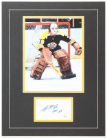 Gerry Cheevers Signed Bruins Custom Matted Photo Display Inscribed "HOF 85" (JSA) at PristineAuction.com