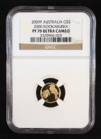 2009-P Australia $5 Gold, 2000 Kookaburra - 1/20 Ounce .9999 Fine Gold Coin (NGC PF70 ULTRA CAMEO) at PristineAuction.com