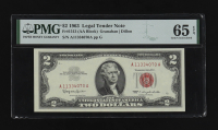 1963 U.S. $2 Legal Tender Note, Red Seal - Fr.1513 (AA Block) Signed: Granahan / Dillon (PMG Gem Uncirculated 65 EPQ) at PristineAuction.com