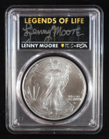 2025 American Silver Eagle, First Strike - Legends of Life Lenny Moore Autograph (PSA | PCGS MS70) at PristineAuction.com