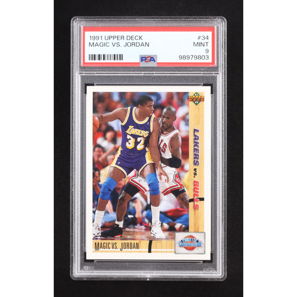 Magic Johnson / Michael Jordan 1991-92 Upper Deck Classic Confrontations #34 (PSA 9) at PristineAuction.com