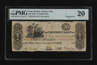 1820s $20 Currency Note - The Franklin Bank of Jersey City, New Jersey (PMG Very Fine 20) at PristineAuction.com