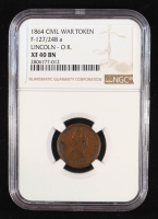 1864 Civil War Token "Lincoln - O.K." F-127/248a (NGC XF40 BN) at PristineAuction.com