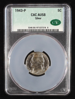 1943-P Jefferson "War" Nickel 35% Silver (CACG AU58) at PristineAuction.com