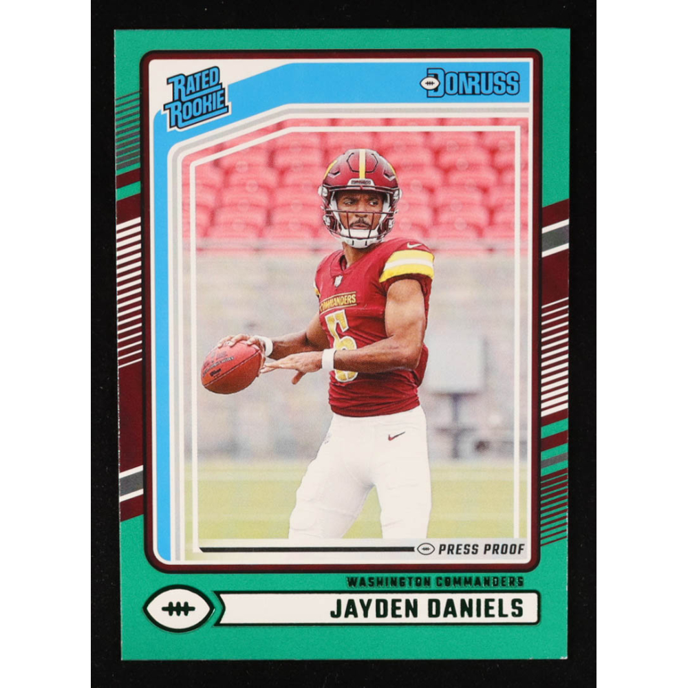 Jayden Daniels 2024 Donruss Press Proof Green #389 at PristineAuction.com