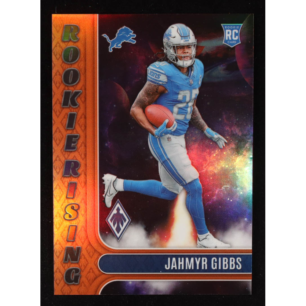 Jahmyr Gibbs 2023 Panini Phoenix Rookie Rising Orange #8 RC at PristineAuction.com