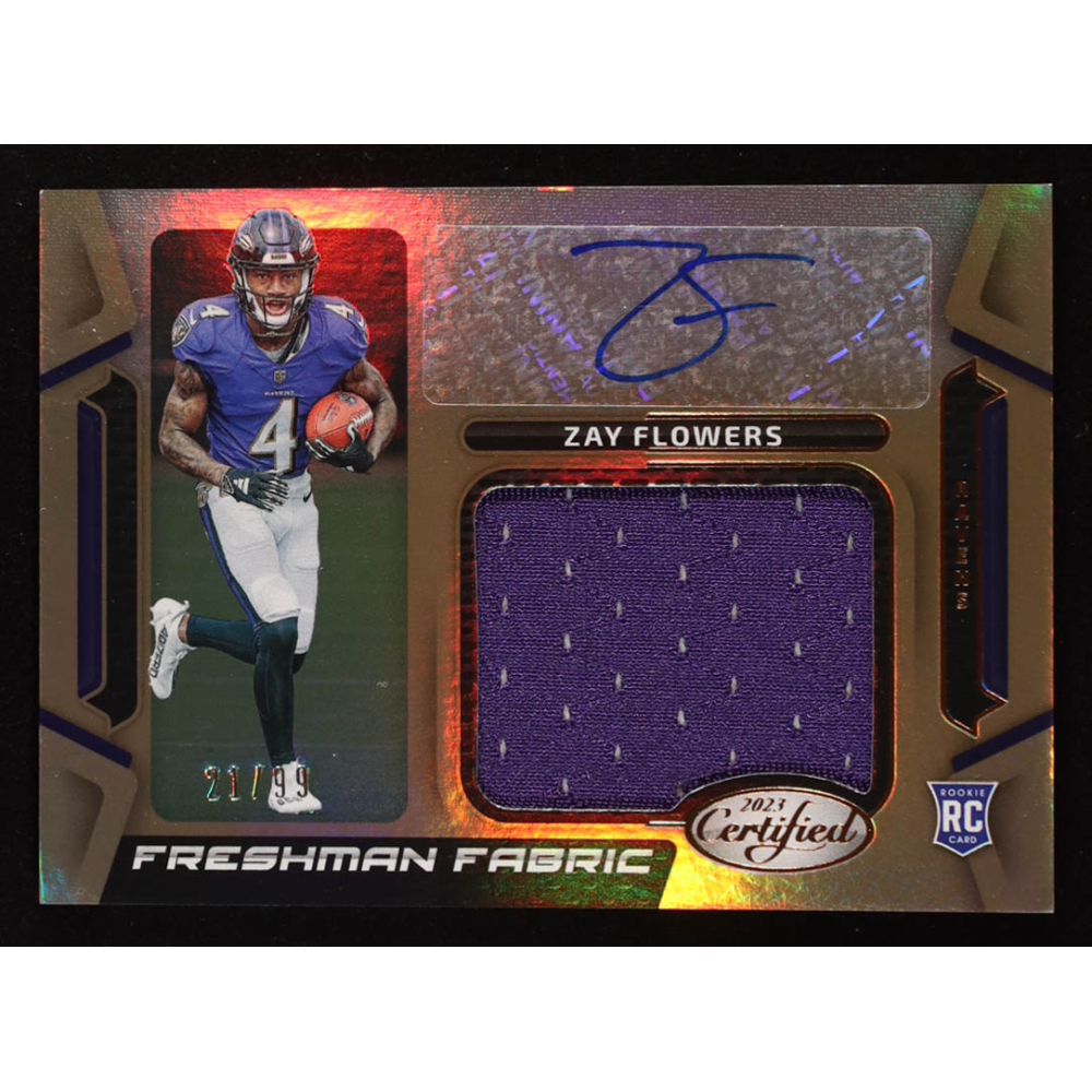 Zay Flowers 2023 Certified Freshman Fabric Mirror Signatures Bronze #4 #21/99 RC at PristineAuction.com