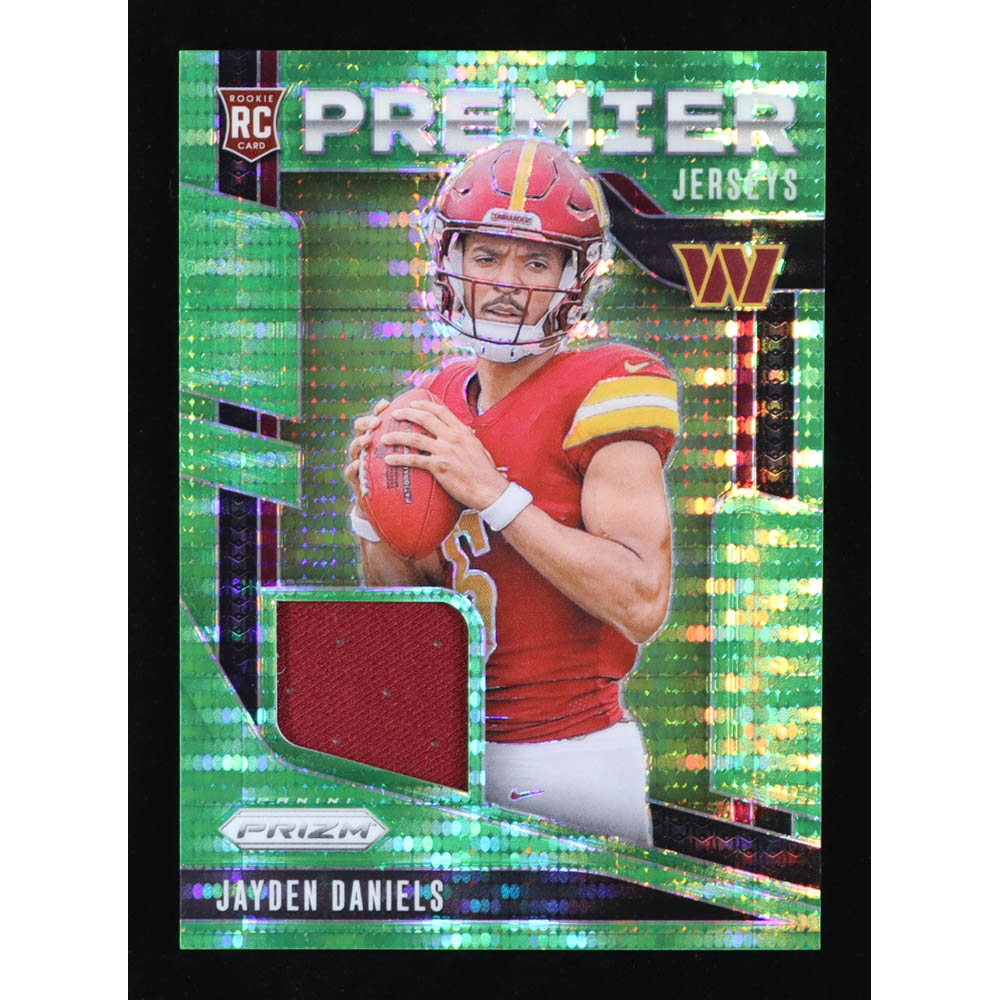 Jayden Daniels 2024 Panini Prizm Premier Jerseys Neon Green Pulsar #2 RC at PristineAuction.com