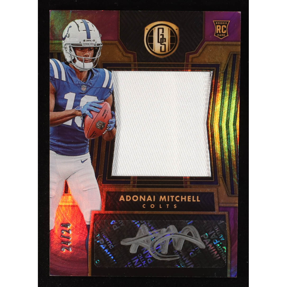 Adonai Mitchell 2024 Panini Gold Standard Rose Gold #255 JSY AU #24/24 RC at PristineAuction.com