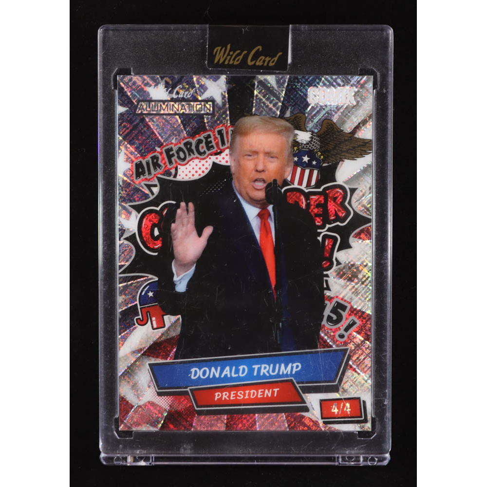 Donald Trump 2024 Wild Card Alumination Comix Commander in Chief! Silver Cross Hatch #ACBCDT6 #4/4 at PristineAuction.com