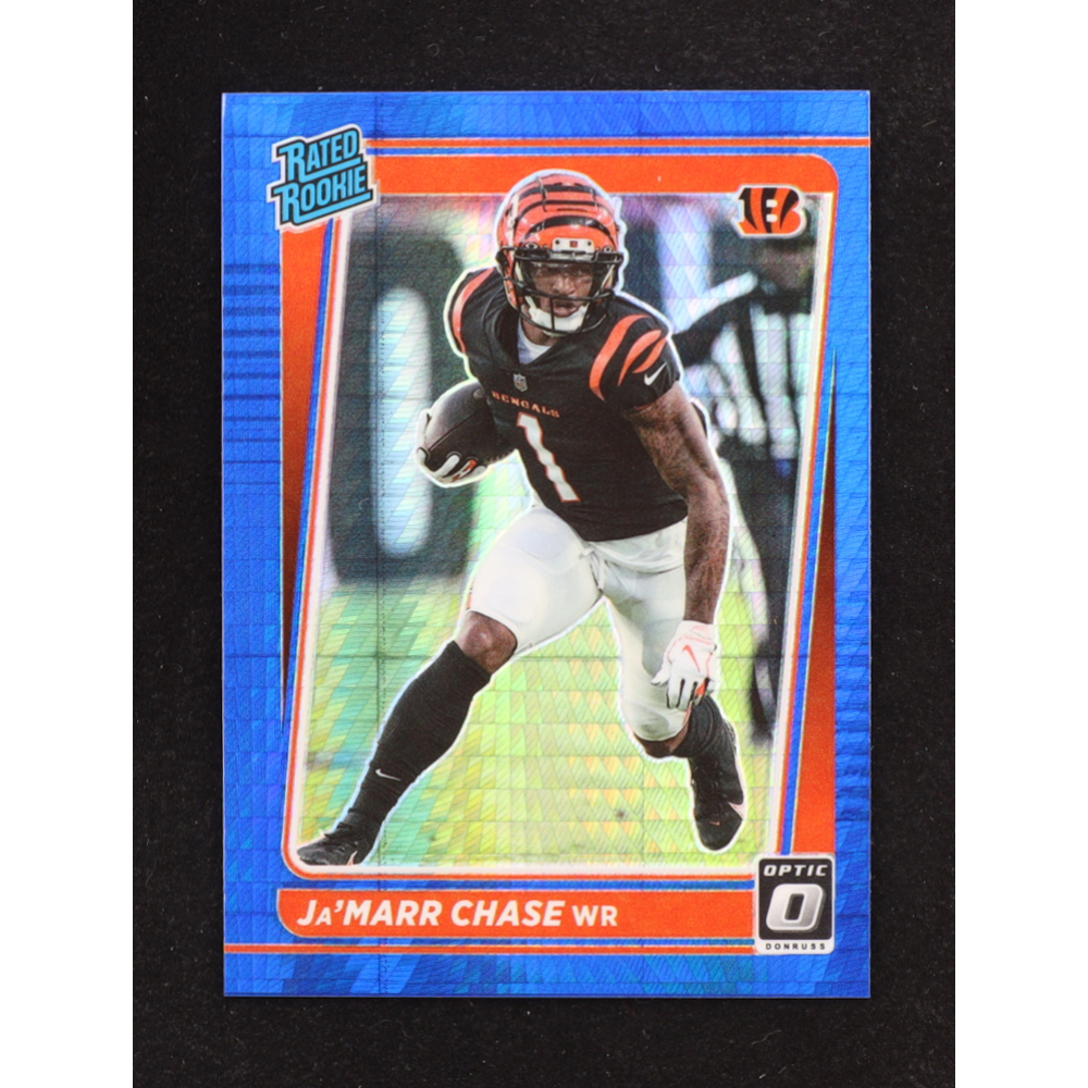 Ja'Marr Chase 2021 Donruss Optic Blue Hyper #207 RR RC at PristineAuction.com