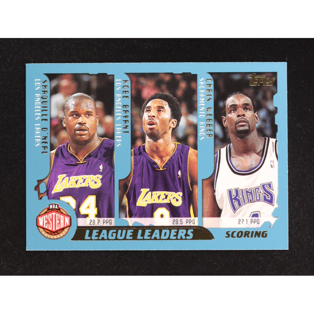 Shaquille O'Neal / Kobe Bryant / Chris Webber / Allen Iverson / Jerry Stackhouse / Vince Carter 2001-02 Topps #215 Points Leaders at PristineAuction.com