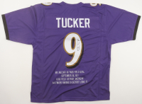 Justin Tucker Signed Field Record Stat Jersey (JSA) at PristineAuction.com