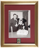1955 "Walt Disney & Mickey Mouse" Custom Framed Photo Display with Vintage Walt & Mickey Retired Frame Pin at PristineAuction.com