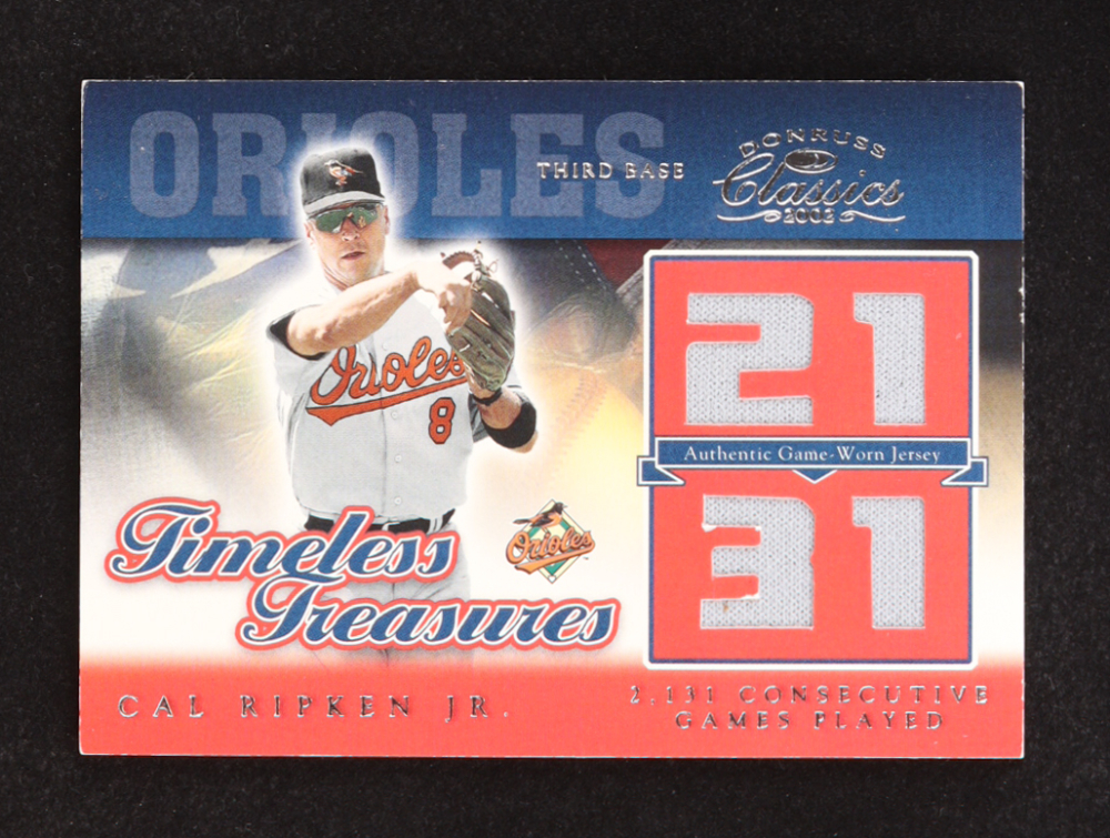 Cal Ripken Jr. 2002 Donruss Classics Timeless Treasures #15 2131 Jersey #09/25
