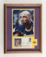 Kareem Abdul-Jabbar Custom Framed 1991 FDC Envelope Display With Lakers Logo Pin & Photo at PristineAuction.com