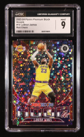 LeBron James 2023-24 Hoops Premium Stock Hoopla Red Disco Prizm #10 #95/99 (CGC 9) at PristineAuction.com